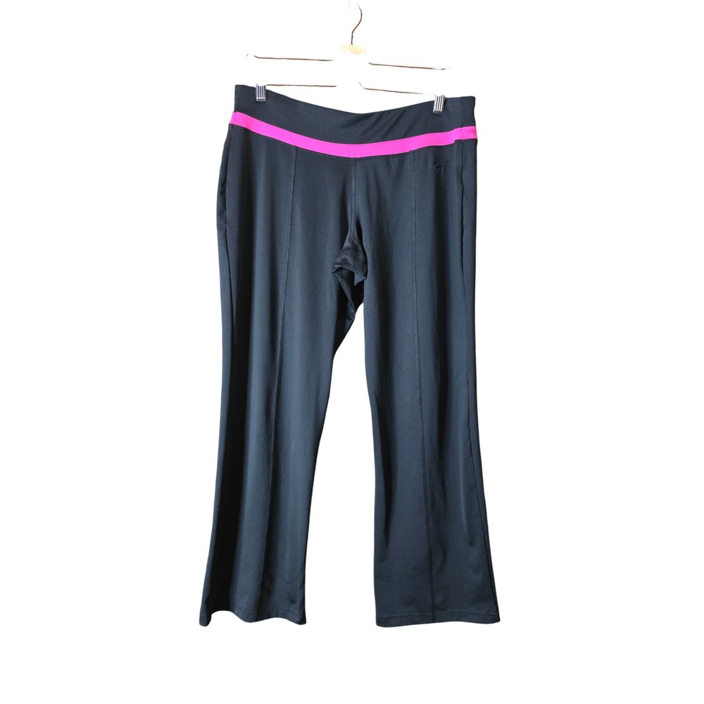 Nike Dri-Fit Women's Black & Pink Yoga Pants Flare Leg Athletic Sweats Large